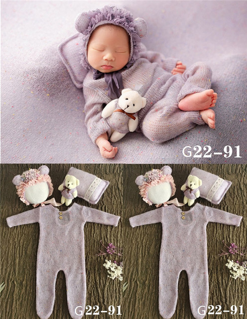 Newborn Photography Accessories, 0-1 Month, Boy and Girl Hat, Bodysuit, Photo Studio Outfits