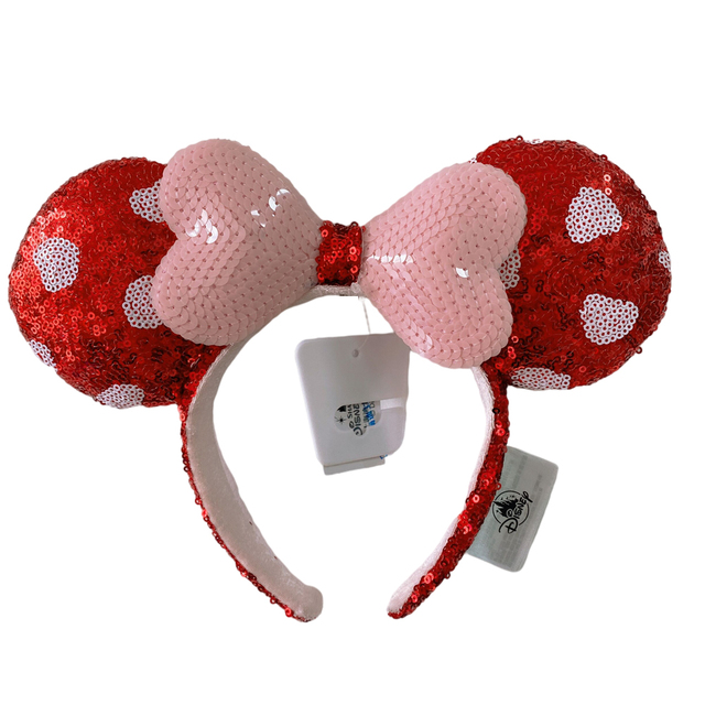 Original Disney Mickey Mouse Headband for Women Sequin Ears Costume Headband Cosplay Plush Adult Kids Headband