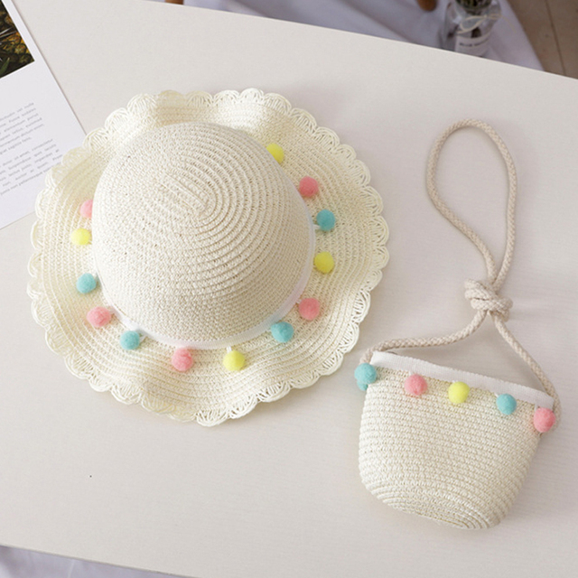 Bear Learner Kids Girls Hats 2022 New Fashion Summer Lace Flowers Caps Breathable Elegant Straw Hat Sunhat Lovely Baby Bonnet