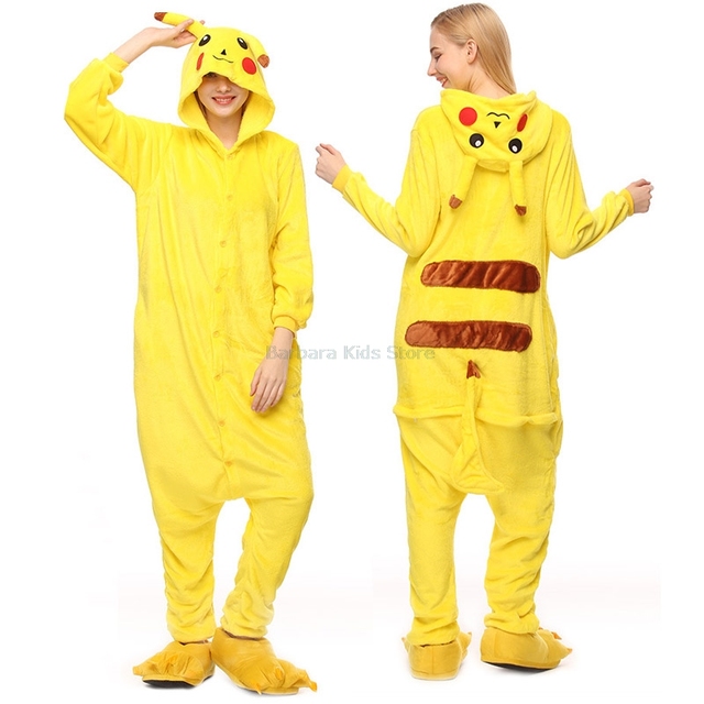 Pikachu Onesie Pajamas Cosplay Animal Clothes Kigurumi Dinosaur Pajamas Sets Unisex Winter Sleepwear Adult Boys Girls Hoodies Pajamas Women