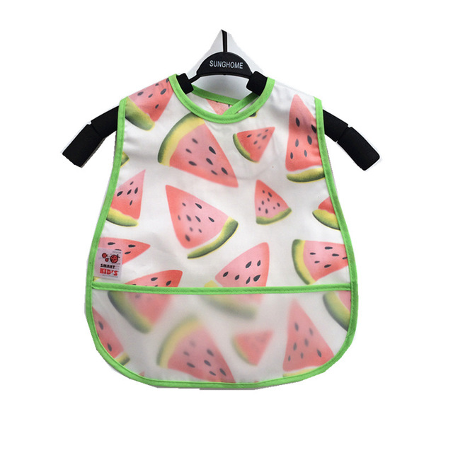 Baby Sleeves Waterproof Bib Cartoon Pattern Lunch Feeding Scarf Soft Cotton Baby Bibs EVA Layer Adjustable Saliva Cloth