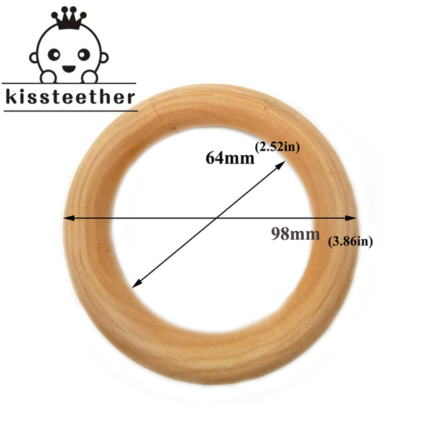 20pcs Wooden Teething Ring Baby Teether 25-98mm DIY Nursing Material Accessories Necklace Making Small Rod Ring