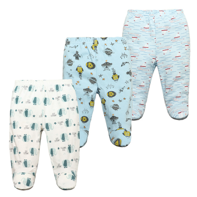 3/4/5pcs/lot Newborn Baby Pants Soft Cotton Cartoon Boys Pants Four Seasons Feet Baby Girls Pants Stripe Baby Trousers 0-12M