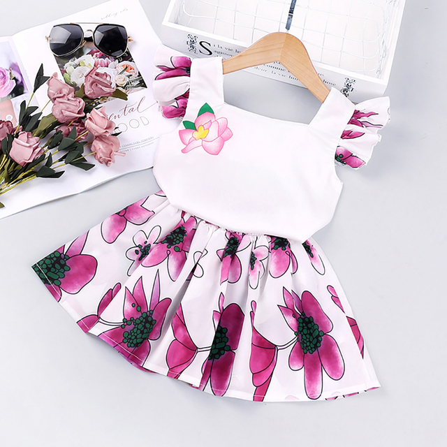 Summer Children Girls Dress Ribbed Knitted Girls Ruffles Princess Dresses Casual Teenage Daily Kids Clothes 1-4Y JYF