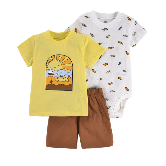 Newborn casual clothes outfit cute baby boys romper short sleeve shorts travel suit spring summer girls outdoor sports wear