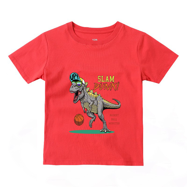 2022 Fashion Boys and Babies' Short Sleeve T-shirt Boys T-Rex Crewneck Dinosaur T-shirt Cotton Tops Tees Summer Clothes