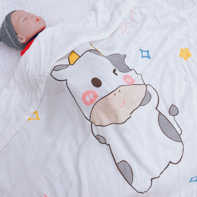 110x110cm Breathable Cartoon Bath Towel Newborn Swaddle Wrap High Quality Baby Blanket Infant Bedding Baby Ice Silk Blankets