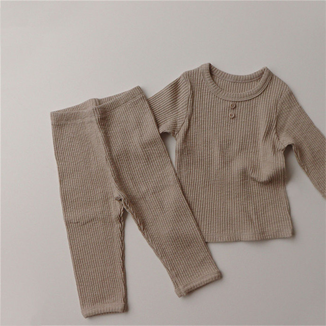 Newborn Baby Clothing Sets Ribbed Cotton Bib Leggings Pants Suit For Autumn Girls Outfits Boys Long Sleeve Baby Clothes