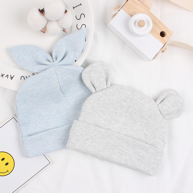 Newborn cotton hat rabbit ears bear ears hat lovely spring summer baby hat suitable for 0-6 months old baby