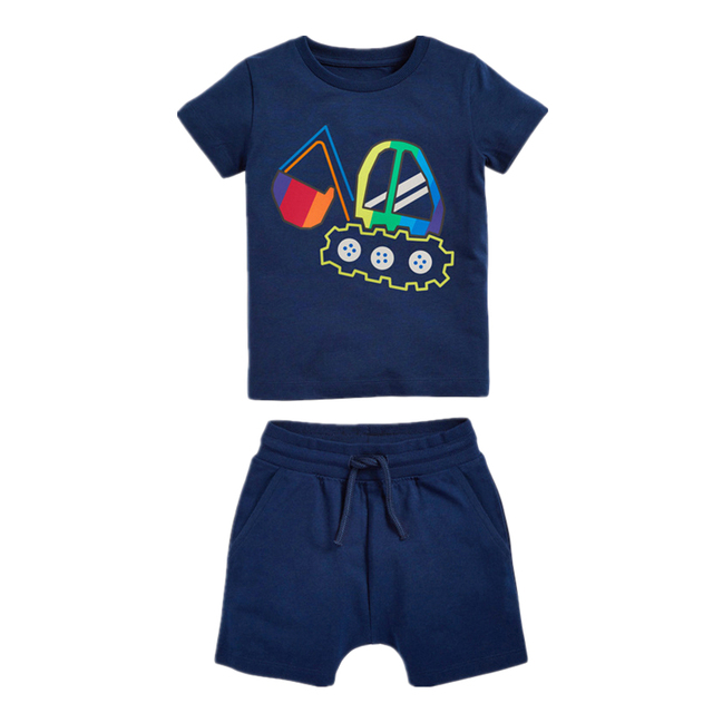 Fashion Clothing Summer Boys Sets Kids Printing T-shirts Cotton Shorts Suits Children Animal Tops Elastic Waist Pants Suit 2-7Y