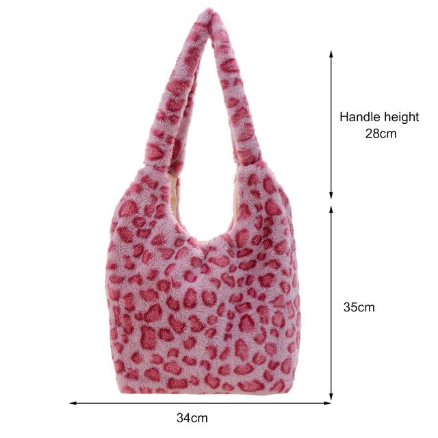 2021 Autumn Winter Female Plush Portable Women Handbag Vintage Animal Print Shoulder Bags Travel Bags