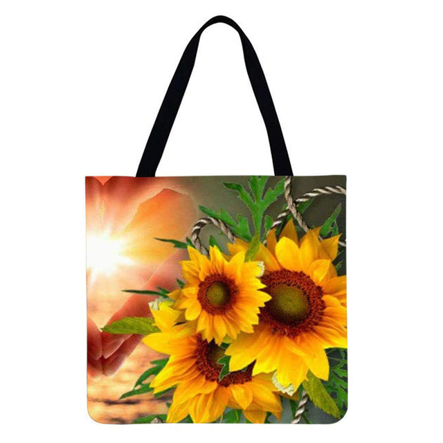 Sunflower Printed Casual Ladies Shopping Shoulder Bags Large Capacity Tote Bags Eco Shopping High Quality Folding Bags