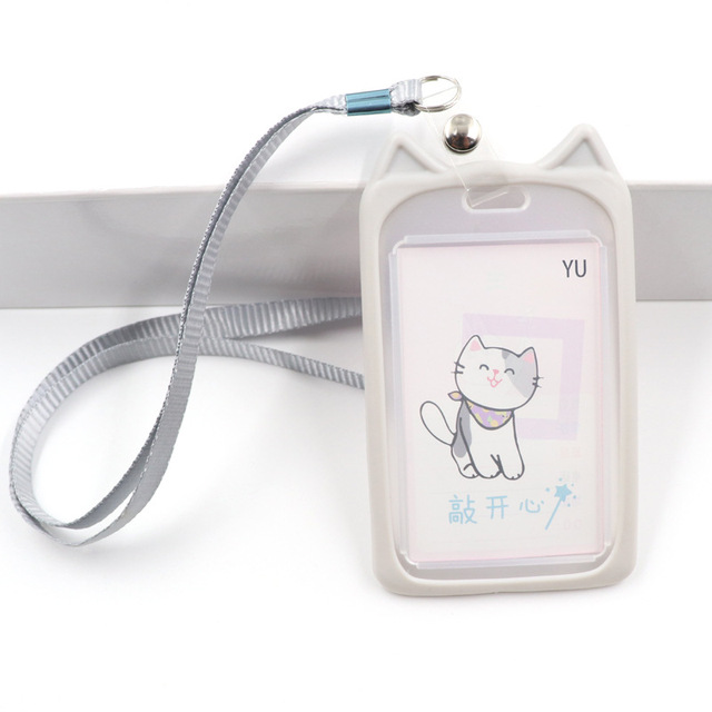 1pc Cute Kitten Rabbit High Quality Credit Card ID Holder Cute Cartoon Silicone Bus Card Case Key Holder Ring Luggage Tag Trinket