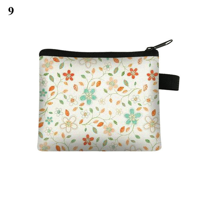 Fashion Brand Wallet Women Lovely Bowknot Flower Print Small Coin Bag Wallet Canvas Zipper Female Coin Purse Purse Earphone