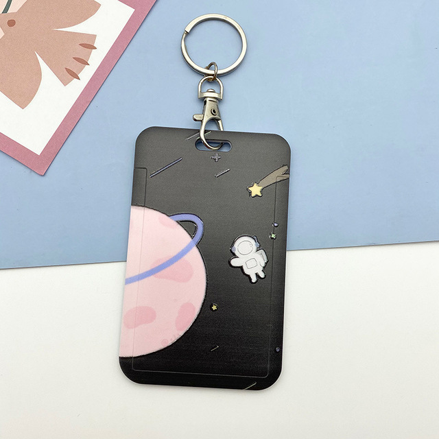 New Cartoon Space ID Credit Bank Card Holder Students Bus Visiting Card Case Door ID Badge Cards Cover for Women Men Pendants