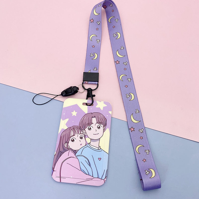 New cute cartoon student meal ID card holder campus card ID badge holder lanyard access control subway bus card protective cover