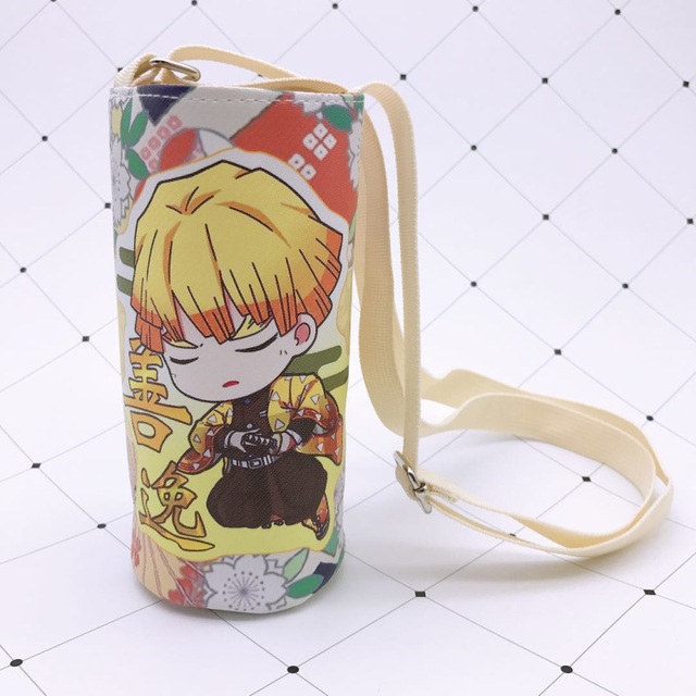 Devil Blade Cartoon Anime Peripheral PU Cup Cover Demon Slayer Kimetsu no Yaiba Kamado Nezuko Student Children Kids Kettle Bag