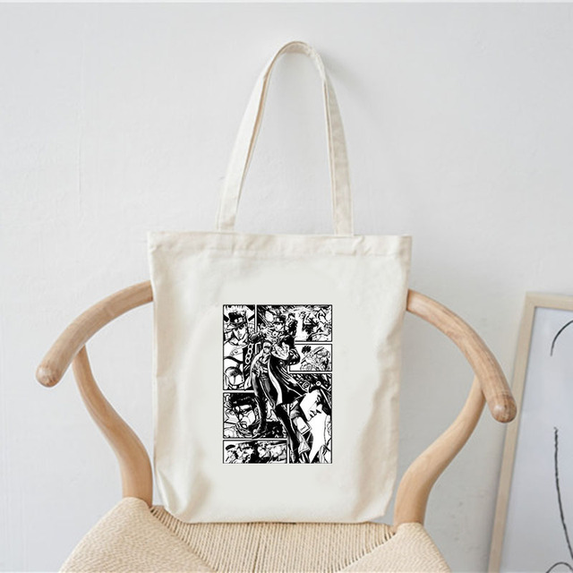 jojo bizarre adventure shopping bags customize logo bag women handbags large designer shopper shoulder canvas bag tote bag