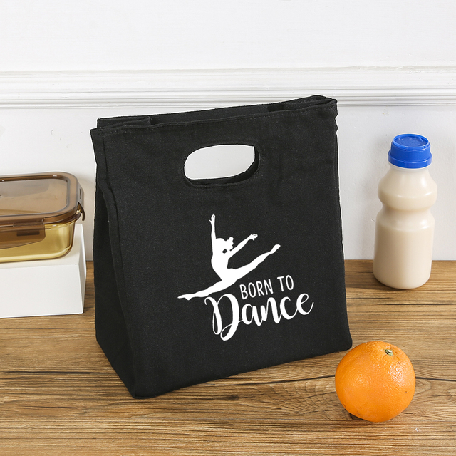 Born to Dance Graphics Fashion Girl Lunch Pouch Harajuku Canvas Reusable Thermal Bag High Capacity Soul Dance Cute Colorful Box