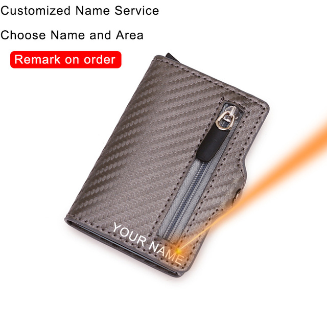 Carbon Fiber Card Holder Wallets Men Customize RFID Black Magic Tri-fold Leather Slim Small Wallet Small Money Bag Male Purse 2021