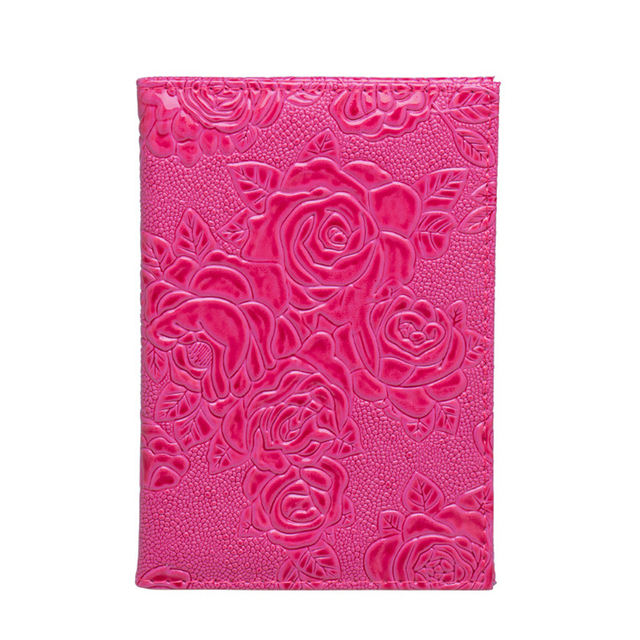 Hot Sale Red 3D Embossed Rose PU Leather Women Passport Holder Embossing Passport Cover Credit Card ID Bag