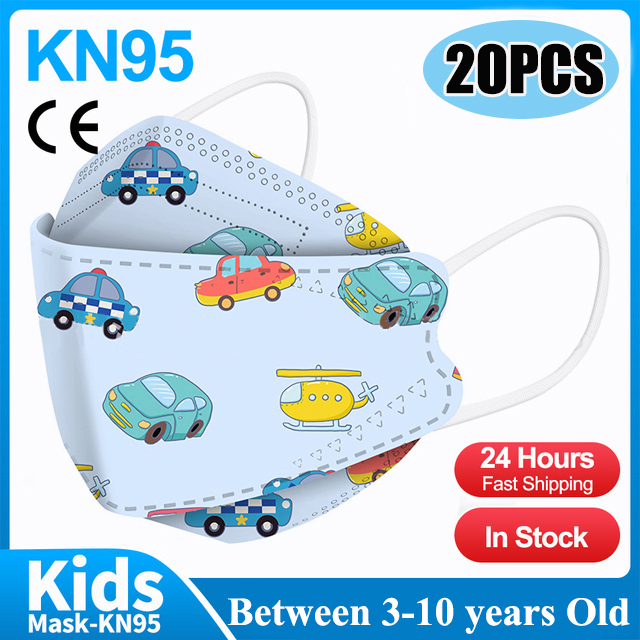 20pcs 3D Cartoon Kn95 Masks Kids N95 Respirator n95mascarillas Enfant Fish 4 Layer Print Dustproof Ffp2 Children Christmas Mask