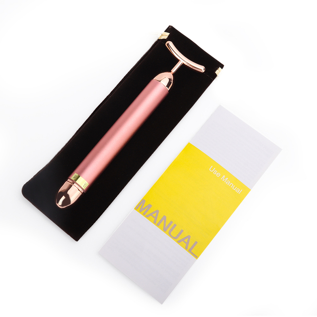 24k Gold Face Lift Bar Roller Vibration Slimming Facial Massager Stick Facial Beauty Skin Care T Shape Vibrating Tool