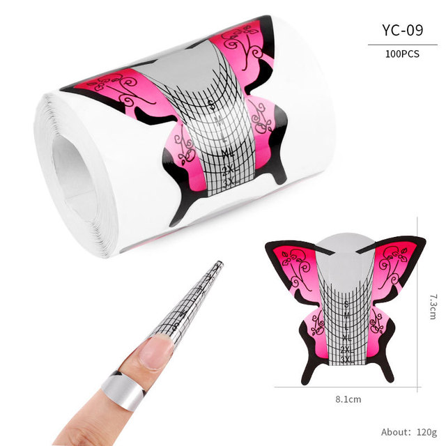 50pcs/100pcs Pro Square/Rhombus/Stiletto Longer Shape Nail Acrylic Nails UV Gel Nail Extension Guide Form Self Adhesive Sticker