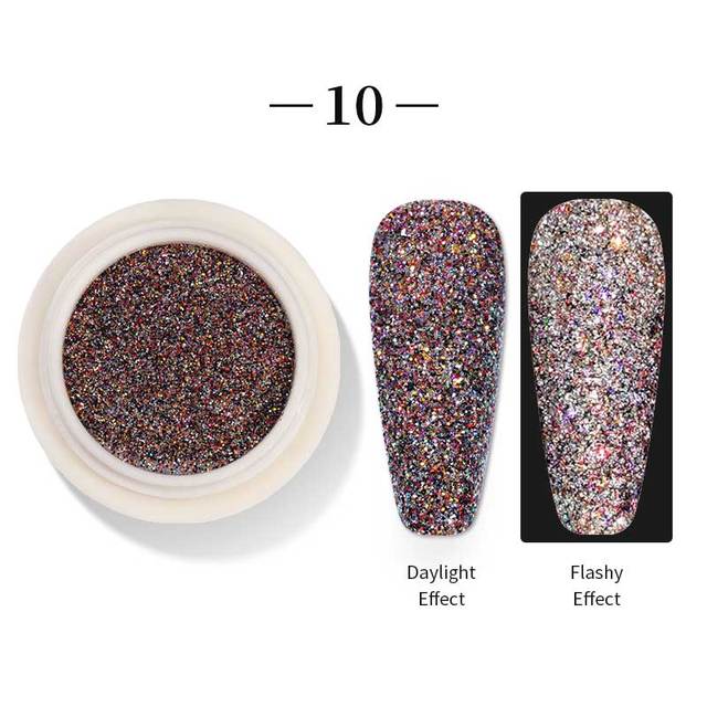 Born Pretty Reflective Glitter Powder Sea Salt Nail Powder Shining Nail Glitter Chrome Pigment Dust Hollow Powder Nail Decoration