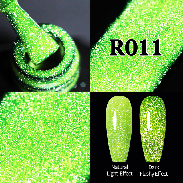 ur sugar 7.5ml neon yellow reflective glitter gel nail polish shine twilight nail gel nail art varnish semi permanent varnish