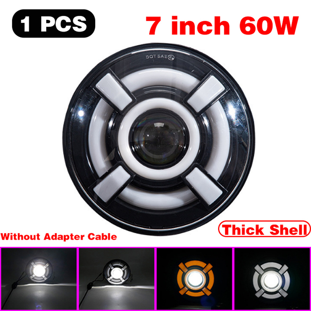 45W/60W/75W/80W/90W Car Led 7 Inch Car Accessories Angel Eyes H4 Led Headlight For Lada Niva 4X4 Uaz Hunter Hummer