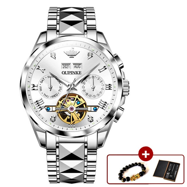 Original OUPINKE luxury automatic men's watch mechanical sapphire crystal waterproof fashion top brand hollow wristwatches