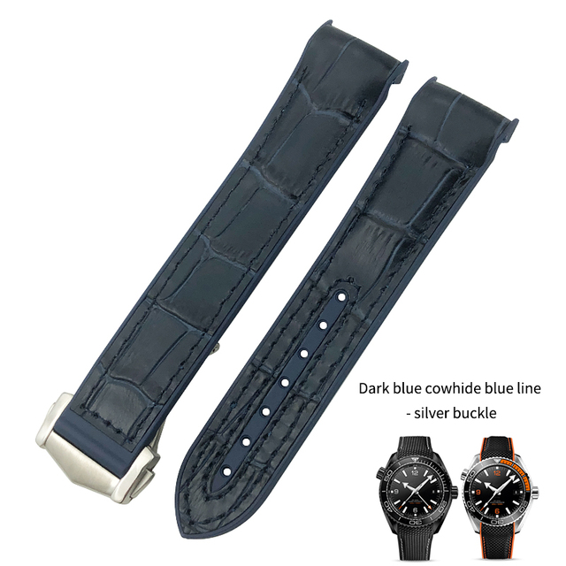 19mm 20mm 21mm 22mm Rubber Leather Watchband Fit For Omega Planet Ocean Seamaster Diver 300 Silicone Nylon Sports Watch Strap