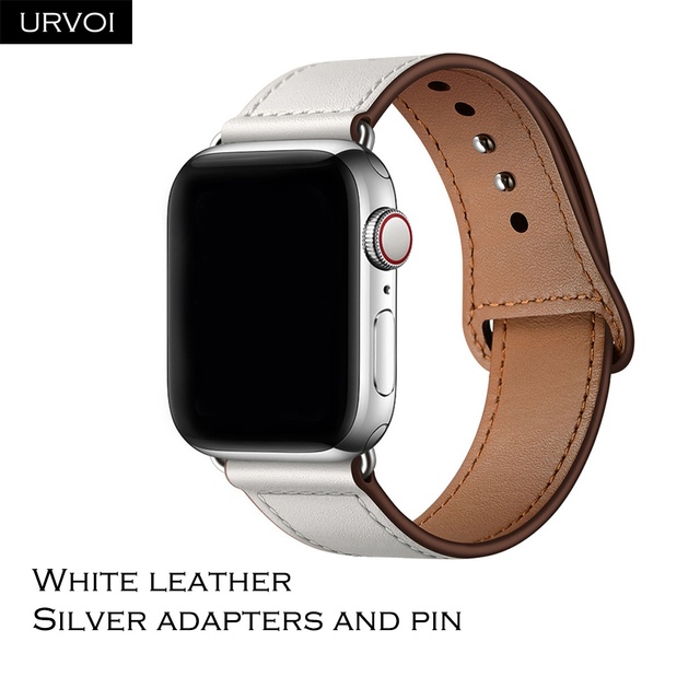 URVOI Band for Apple Watch Series 7 6 5 4 3 SE Sport Band Genuine Swift Leather Strap for iWatch Wrist Pin and Tuck Closure Handmade