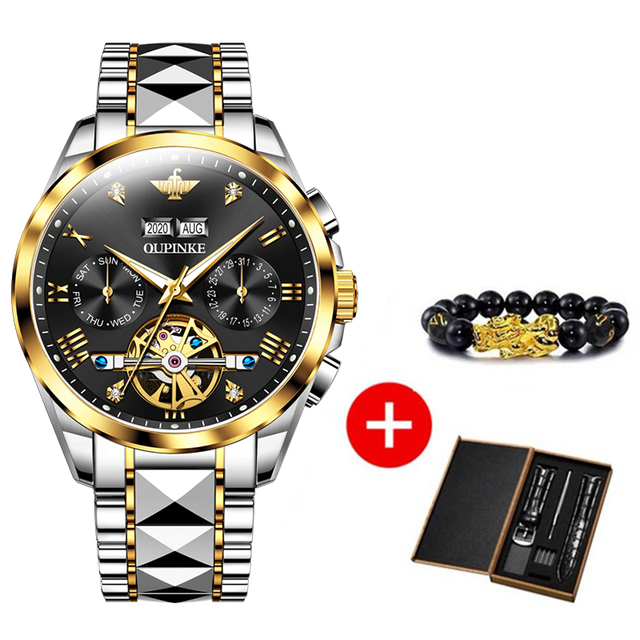 New luxury men automatic mechanical wristwatch tungsten steel watch top brand sapphire glass men watches reloj hombre