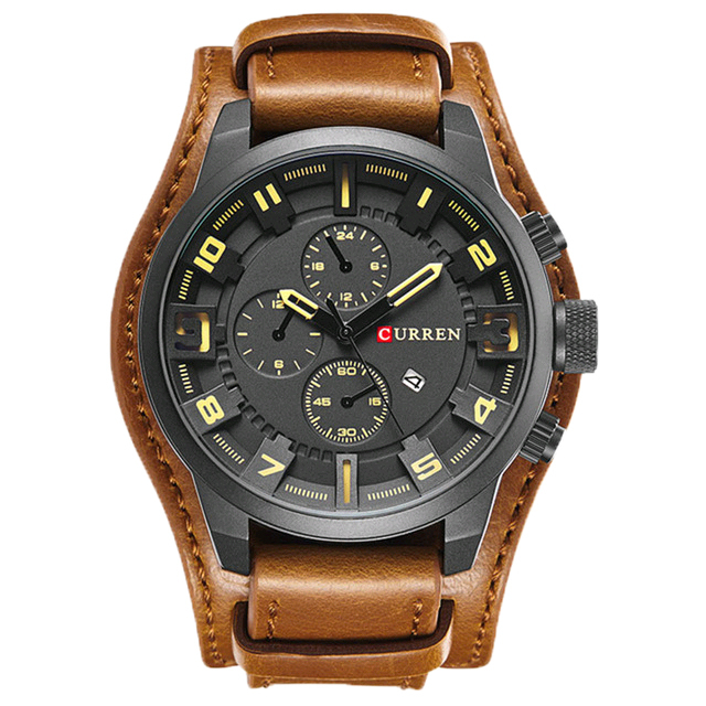 CURREN Top Brand Luxury Men's Watches Men's Watches Date Sports Military Watch Leather Strap Quartz Business Men Watch Gift 8225