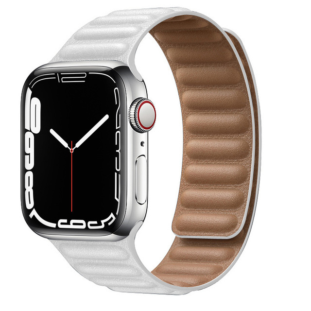 حزام ل سوار ساعة يد آبل رابط جلدية حلقة 44 مللي متر 40 مللي متر iWatch سلسلة 7 6 SE 5 4 3 2 1 watchbands سوار 42 مللي متر 38 مللي متر الأساور