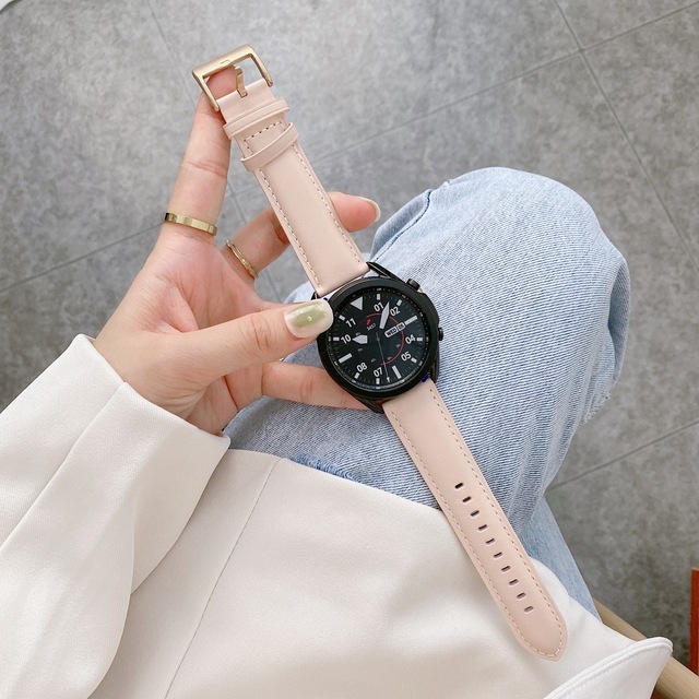 Official Leather Strap for Samsung Galaxy Watch 4 46mm 42mm Rose Gold Buckle Leather Strap for Samsung Galaxy Watch 4 44mm 40mm