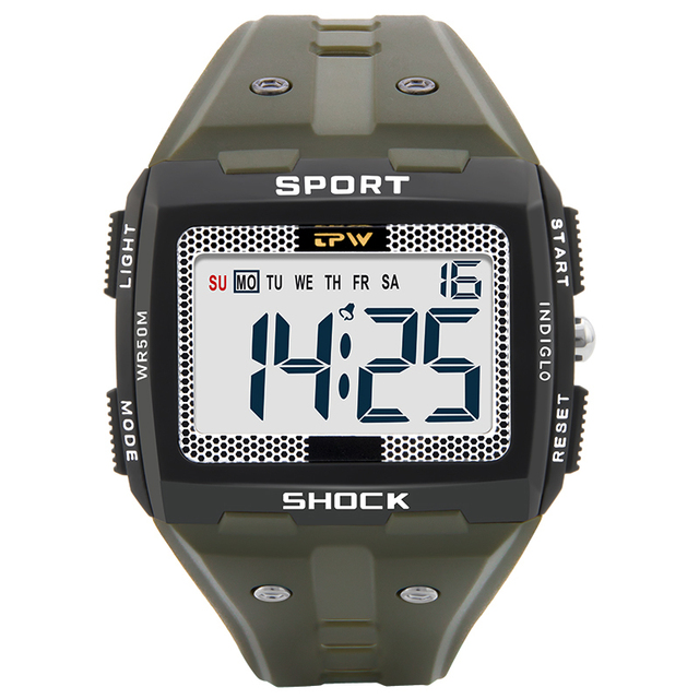 Large numbers easy to read 50m water resistant men digital watch outdoor sports