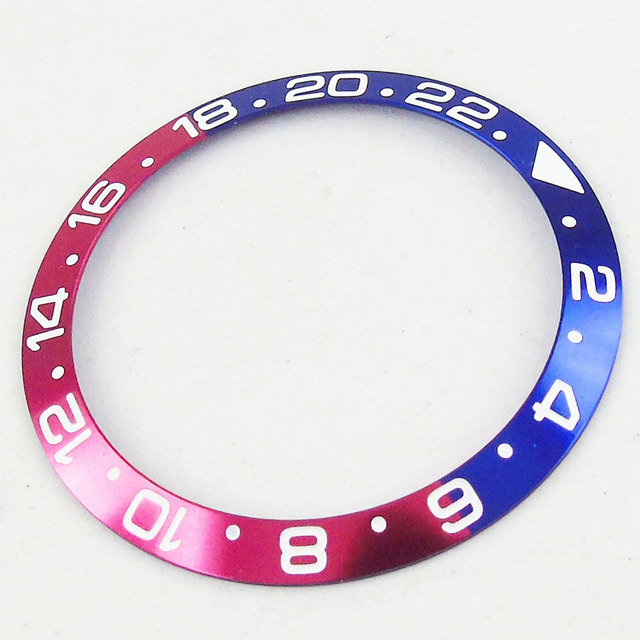 38mm*30.6mm Bezel Watch Insert Fit For 40mm GMT Automatic Men's Watch Aluminum Bezel Ring Red/Blue/Purple/Green/Gold