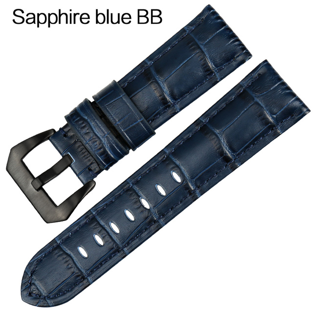 MAIKES Quality Genuine Leather Watch Strap 22mm 24mm 26mm Fashion Blue Watch Accessories Watchband for Panerai Watch Band