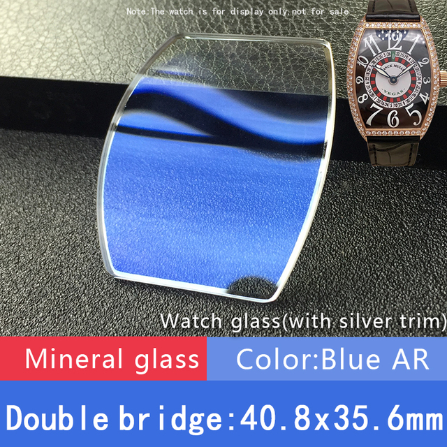 Double Bridge Square Crystal Watch for Franck Muller FM 6000H 5002 5850 Blue Mineral Glass AR Watch Partst