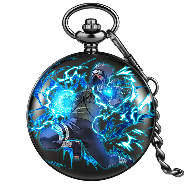 New custom unisex personality quartz pocket watch with thick chain classic Japan animation personality style nostalgic watches