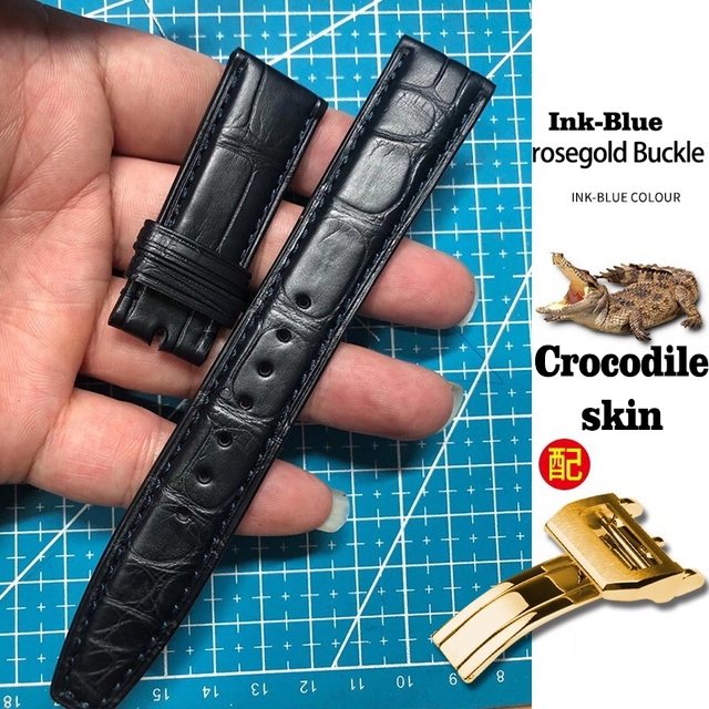 For Iwc Watch Crocodile Leather Watch Band Replacement Strap For Portugieser Porotfino Family PILOT'S Folding Buckle 20mm 22mm