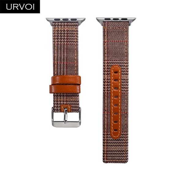 URVOI Canvas Strap for Apple Watch series 7 6 SE5 4 3 Swallow Pattern Grip Wrist Jean Strap for iwatch Classic Design Leather Back