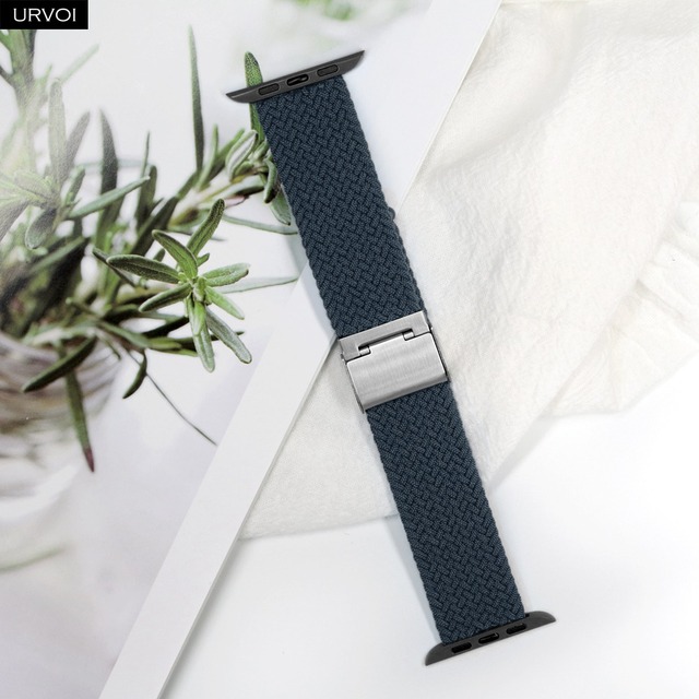 URVOI Braided Solo Loop Strap for Apple Watch Series 7 6 SE 5 4 3 2 1 Camo Strap Stretchable Folding Buckle for iWatch 41 45mm