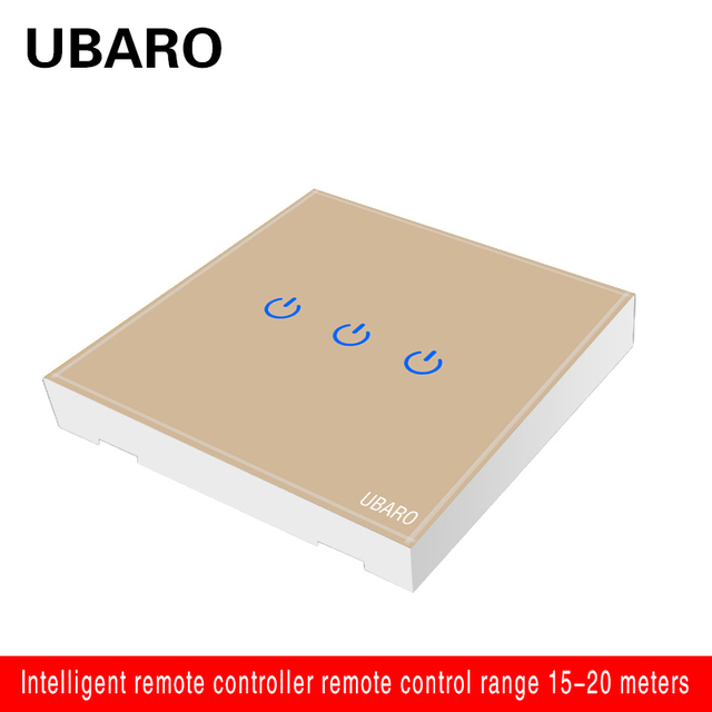 UBARO 86*86mm 433 RF Wireless Transmitter Controller Panel Tempered Glass Remote Manuel Button Without Battery 1/2/3 Gang