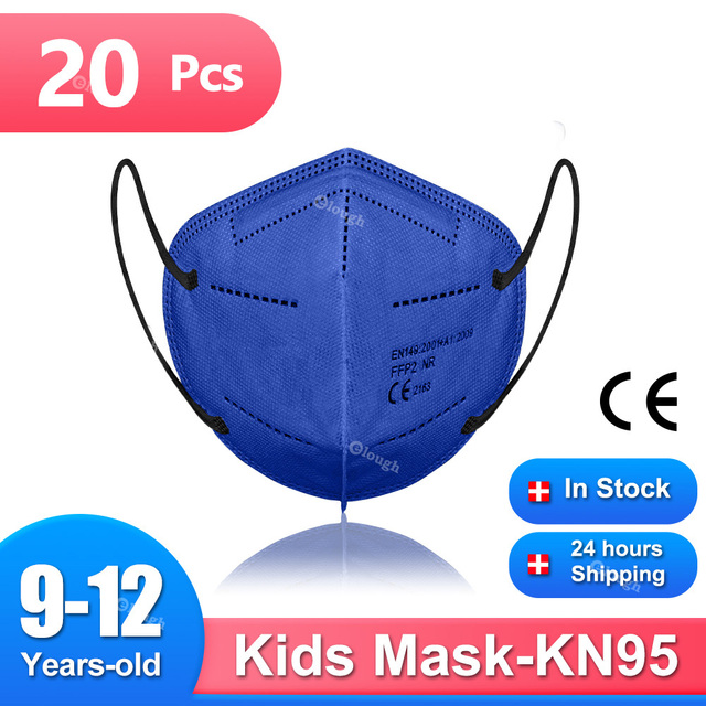 9-12 سنة الأطفال FFP2 أقنعة 5 طبقات Mascarilla KN95 Infantil FFP2mask Niños Mascarillas FPP2 Homologada الاطفال قناع FP2