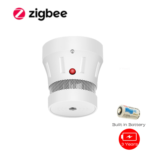 Zigbee smart smoke alarm safety protection wifi tuya sensitive control fire detector battery powered with sound and light alert