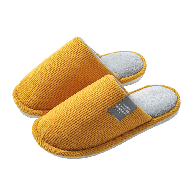 Men Slippers Solid Color Autumn And Winter Home Slippers For Men Warm Indoor Beadroom Slides Men Stripe Cotton Slippers